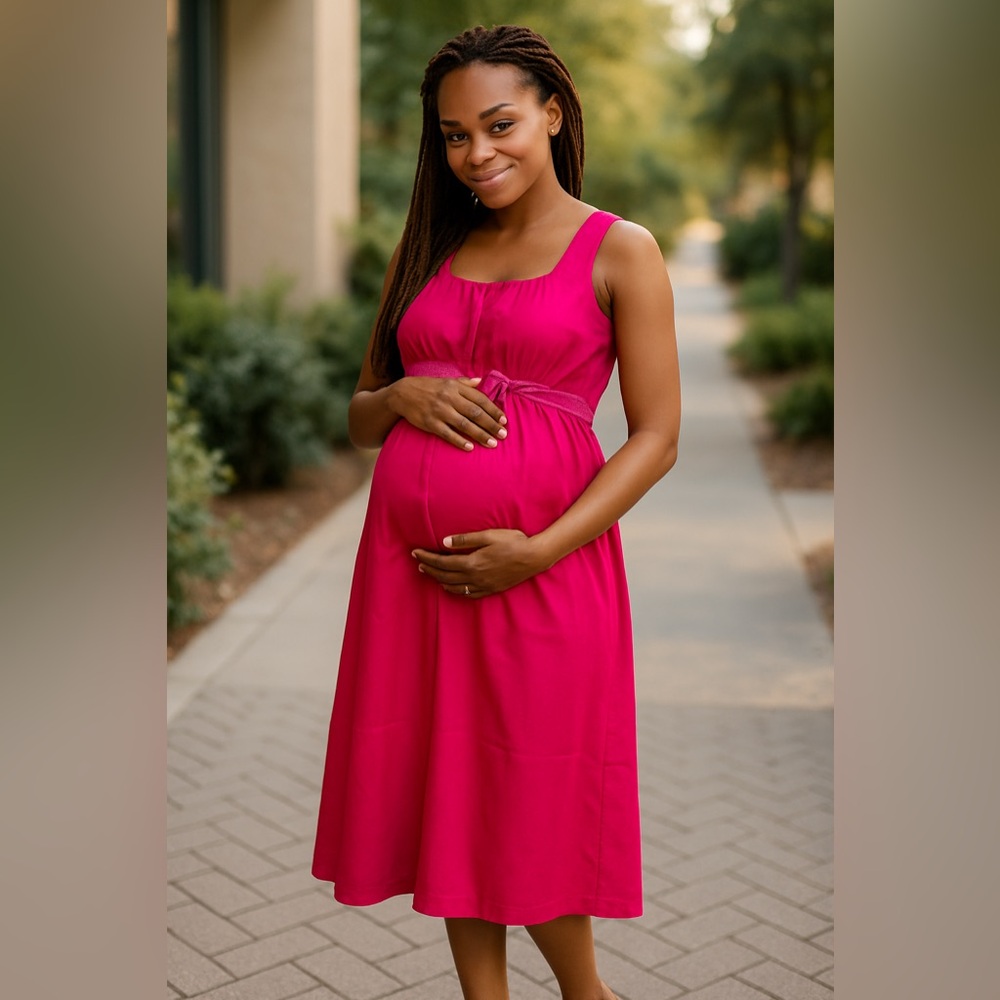 Motherhood Maturity Fuchsia Sleeveless Midi Dress Size Small - HOST PICK